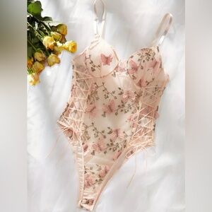 Floral Lace-Up Bodysuit